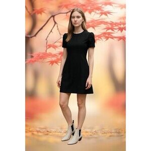 ANOTHER LOVE Demi Suede Dress Black Sweater Minidress Short Sleeve